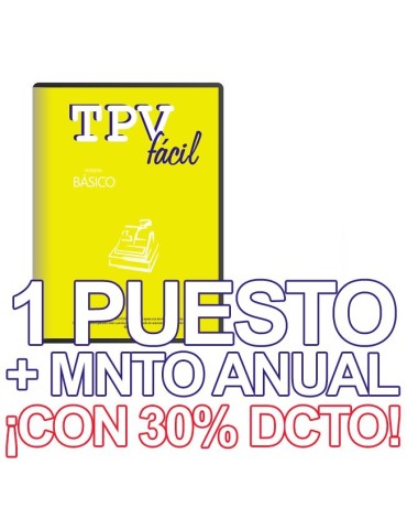TPVFÁCIL Básico+MNTO, 1 puesto