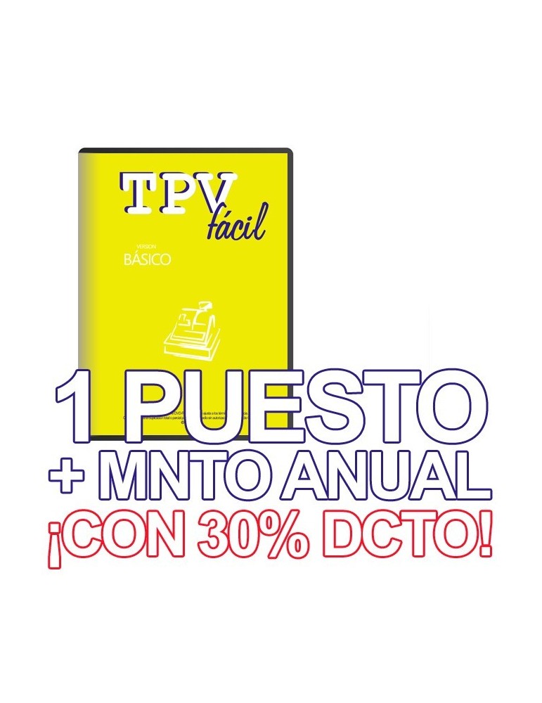 TPVFÁCIL Básico+MNTO, 1 puesto