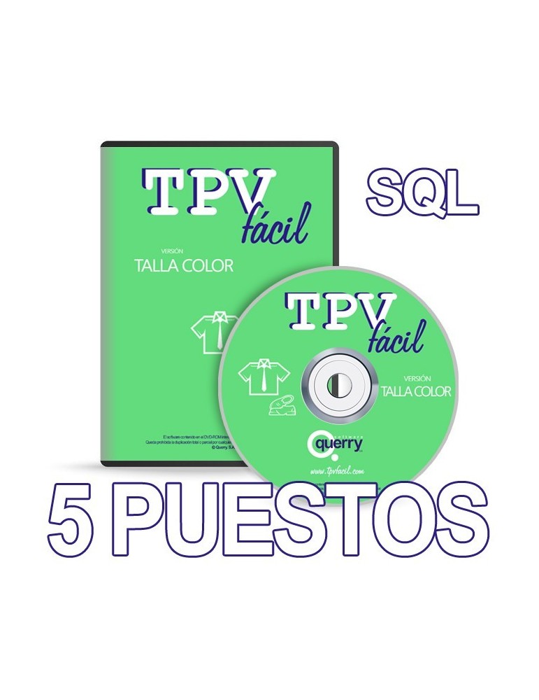 Software TPV | Talla Color SQL | Licencia 5 puesto para tiendas textiles