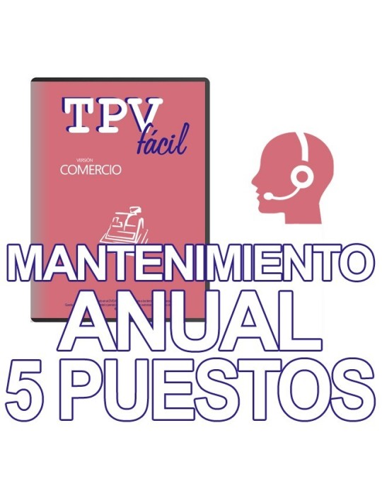 Mnto TPVFÁCIL COMERCIO, 5 puestos