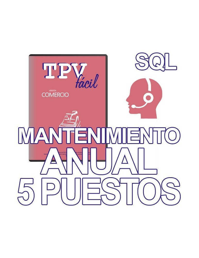 Mnto TPVFÁCIL COMERCIO SQL, 5 puestos