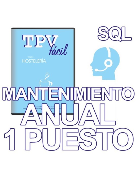 Mnto TPVFÁCIL HOSTELERÍA SQL, 1 puesto