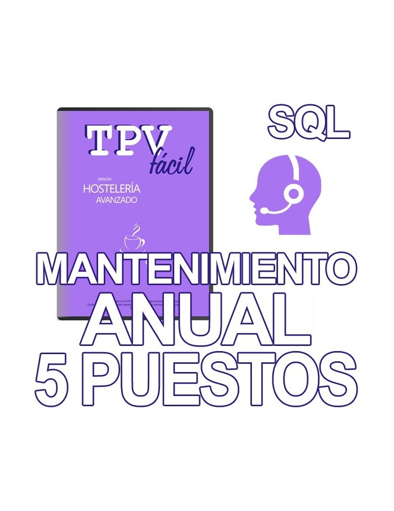 Mnto TPVFÁCIL HOST AVA SQL, 5 puestos