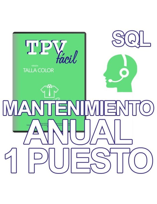 Mnto TPVFÁCIL Talla Color SQL, 1 puesto