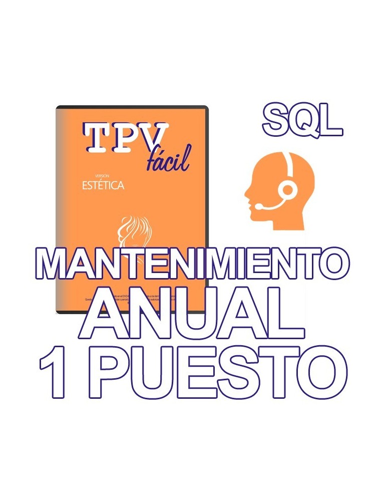 Mnto TPVFÁCIL ESTÉTICA SQL, 1 puesto