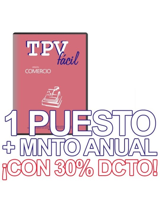 TPVFÁCIL COMERCIO + MNTO, 1 puesto