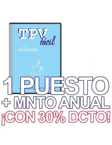 TPVFÁCIL HOSTELERÍA + MNTO, 1 puesto