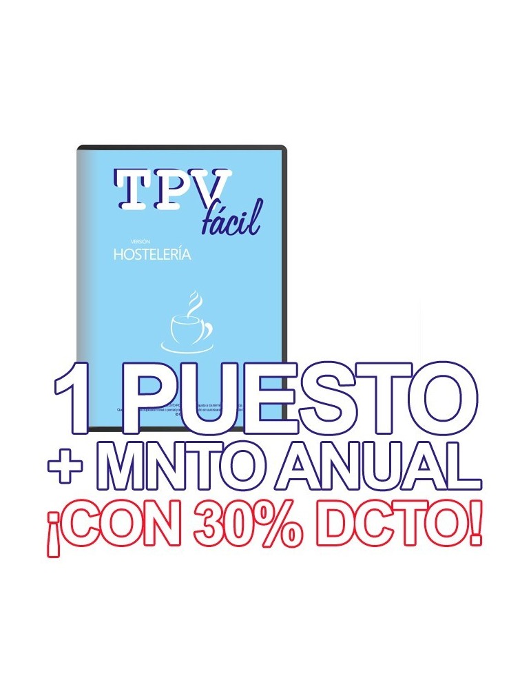 TPVFÁCIL HOSTELERÍA + MNTO, 1 puesto