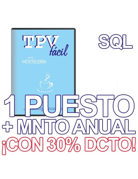 TPVFÁCIL HOSTELERÍA + MNTO SQL, 1 puesto