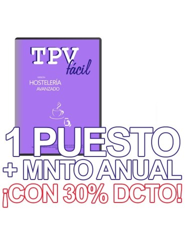 TPVFÁCIL HOST AVA + MNTO, 1 puesto