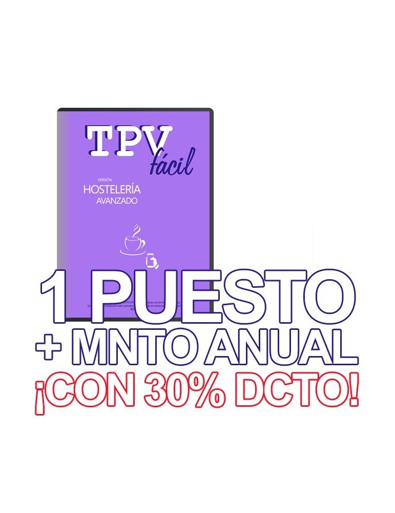 TPVFÁCIL HOST AVA + MNTO, 1 puesto