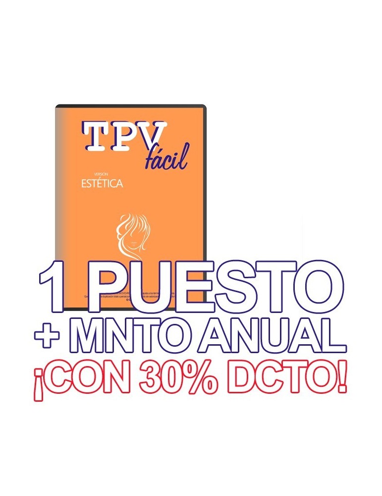 TPVFÁCIL ESTÉTICA + MNTO, 1 puesto