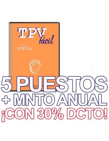 TPVFÁCIL ESTÉTICA + MNTO, 5 puestos
