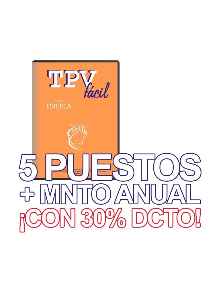 TPVFÁCIL ESTÉTICA + MNTO, 5 puestos